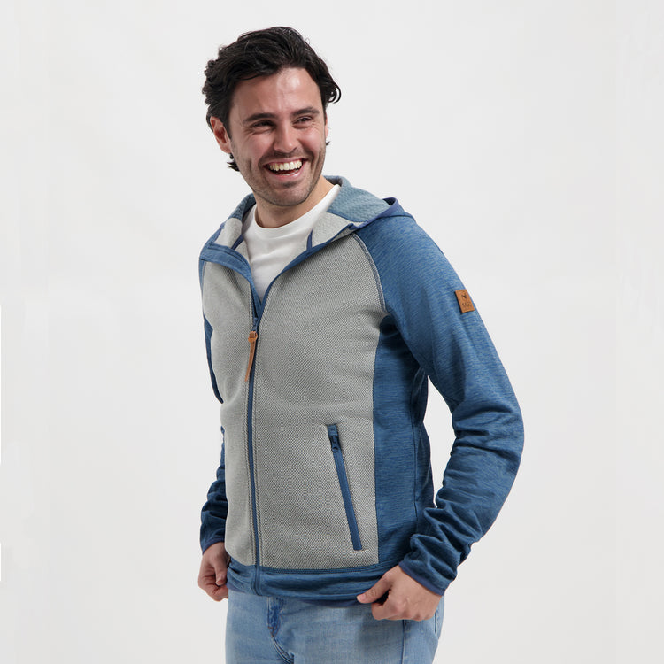 Cody Men - Outdoor cardigan - Fleece lining - Blue MV