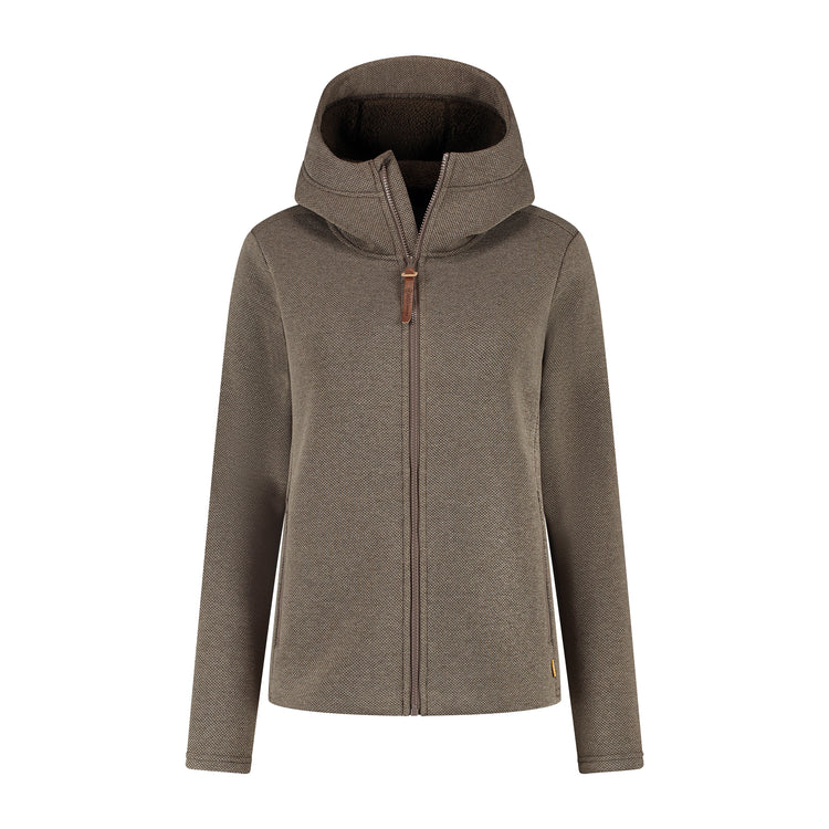 Macy Women - Outdoor cardigan - Fleece - Dark brown F