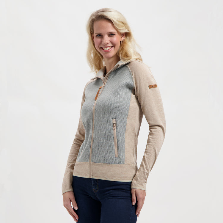 Clara Women - Outdoor cardigan - Fleece lining - Sand MV