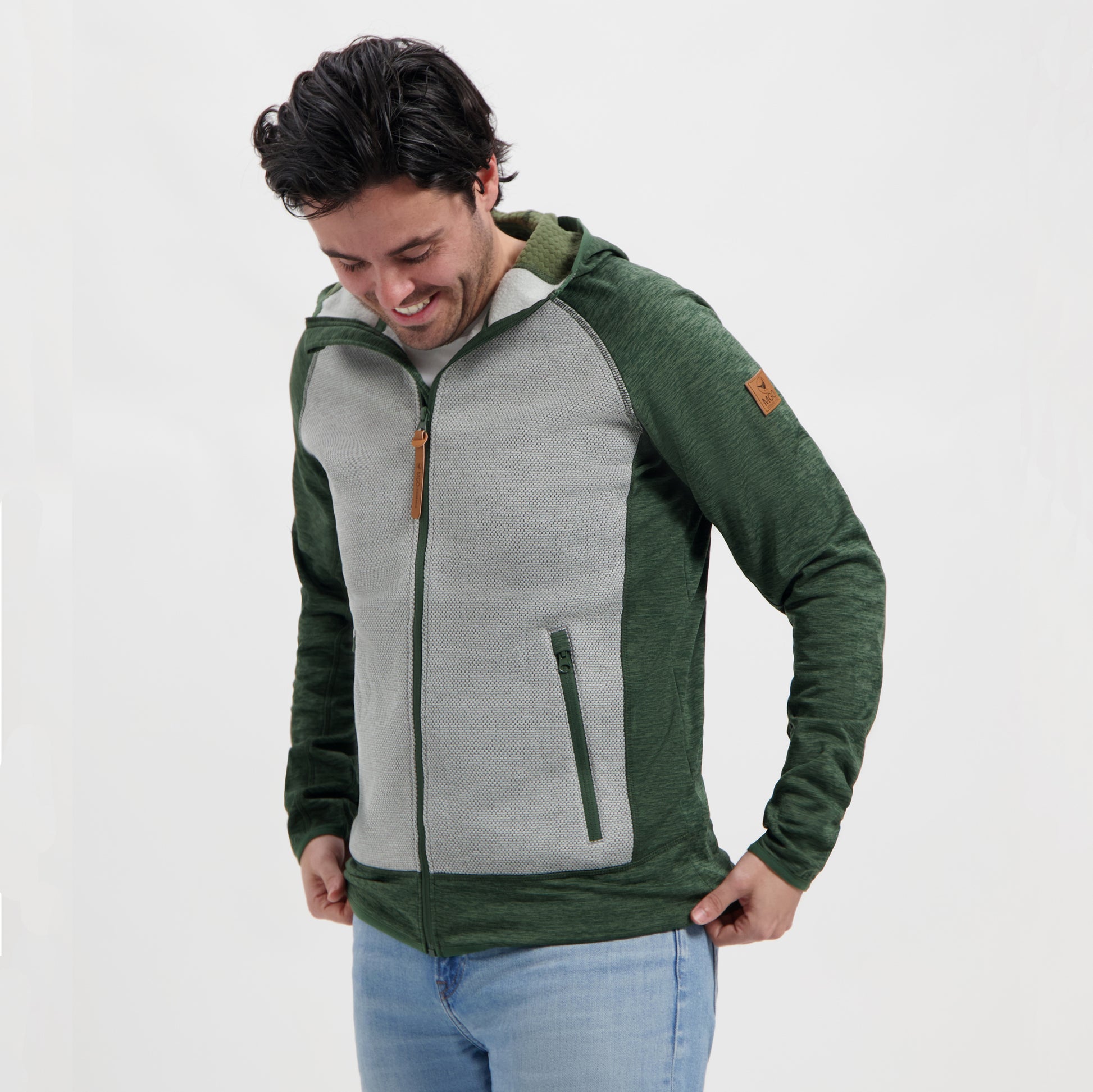 Cody Men - Outdoor cardigan - Fleece lining - Green MV